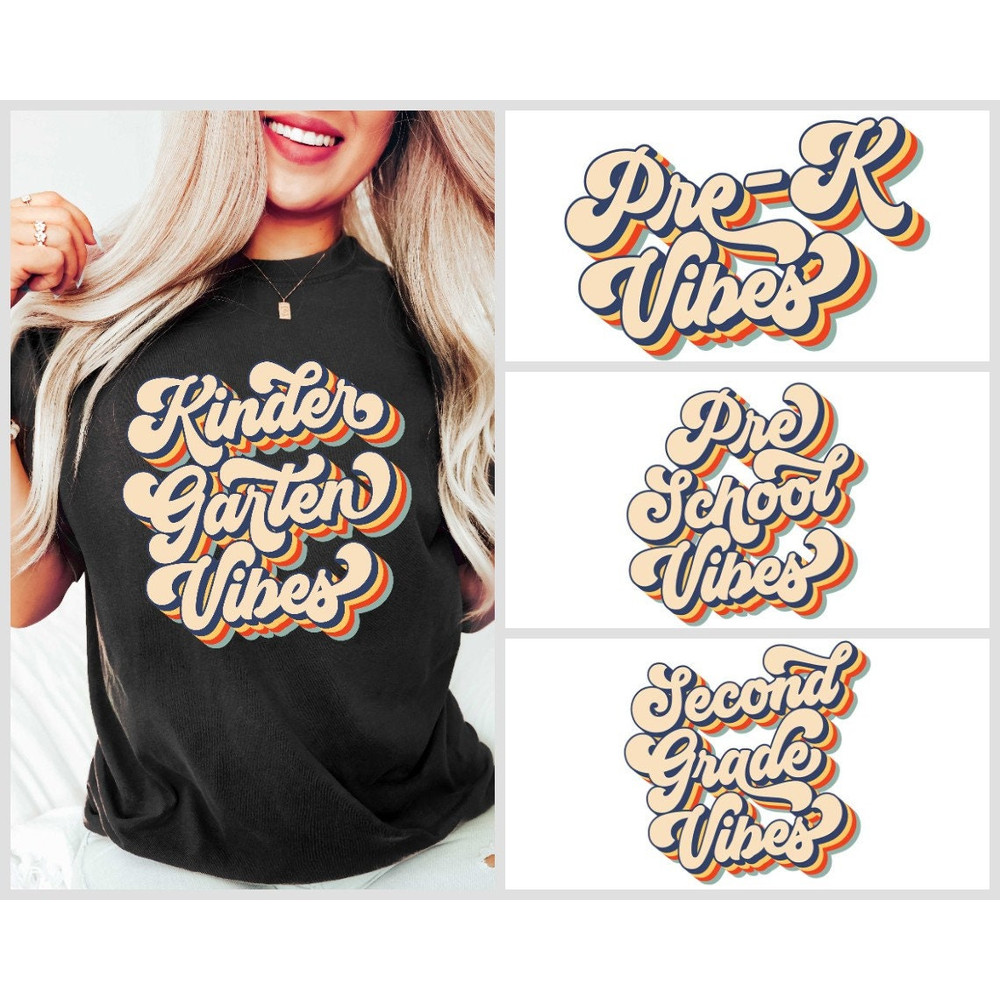 Retro Kindergarten Vibes Shirt, Back to School Shirt, Cute Student Shirt, Welcome to Kindergarten Shirt, School Shirt, Teacher Life.jpg