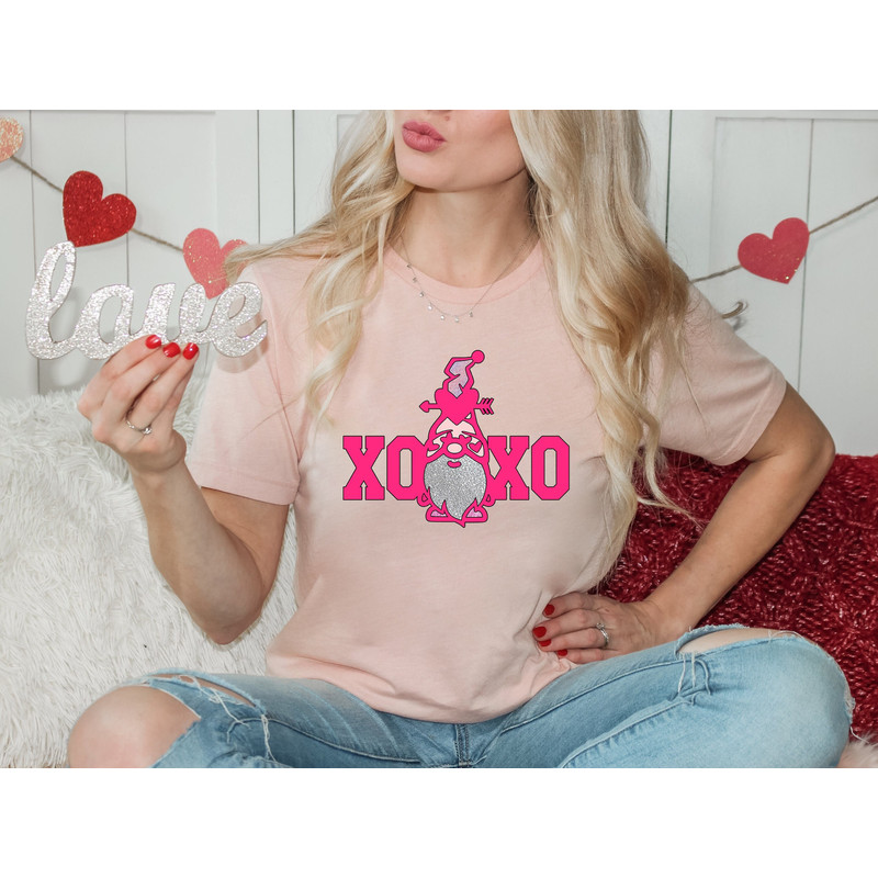 XOXO Valentine Gnome Tshirt, Cute Gnomies Tshirt, Valentines T-shirt, Cute Valentine Tee, Love Gnome Shirt, Heart Valentine's Crewneck.jpg