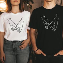 custom couple valentine shirts, custom valentine shirt, holding hands shirt, couple shirt gift, gift for girlfriend, gif