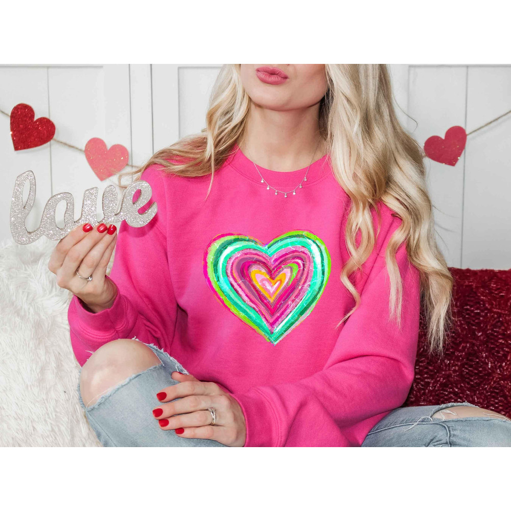 Valentines Day Colourful Love Retro Shirts Valentines Day Shirts For Women, Teachers Valentines Day Shirt, Cute Heart T-shirt.jpg
