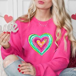 valentines day colourful love retro shirts valentines day shirts for women, teachers valentines day shirt, cute heart t-