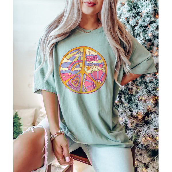 Comfort Colors Valentines Day Shirt, Peace Love Shirt, Valentines Shirt Gift for Her, Vintage Style Valentine Tee, Valentine Teacher TShirt.jpg