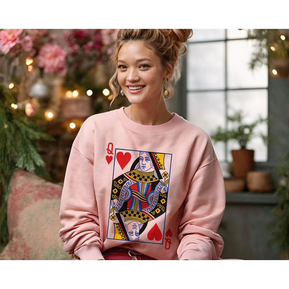 Queen of Hearts Valentines Sweatshirt Gift for Women, Retro Valentine Women's Shirt, Funny Valentines Day Sweater, Alice in Wonderland Shirt.jpg