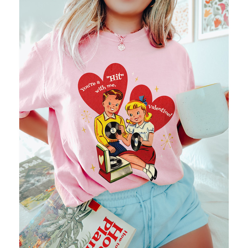 Retro Valentine Comfort Colors Shirt, Valentines Day Shirt Gift for Her, Vintage Valentines Tee, Valentine Teacher Shirt Gift T-Shirts PJs.jpg