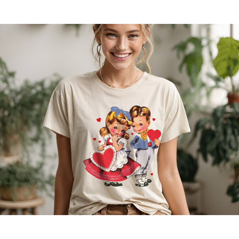 Retro Valentine Shirt Gift, Vintage Valentines Day TShirt, Aesthetic Preppy Shirt, Cute Crewneck Valentine Teacher Shirt, Gift for Teen Girl.jpg
