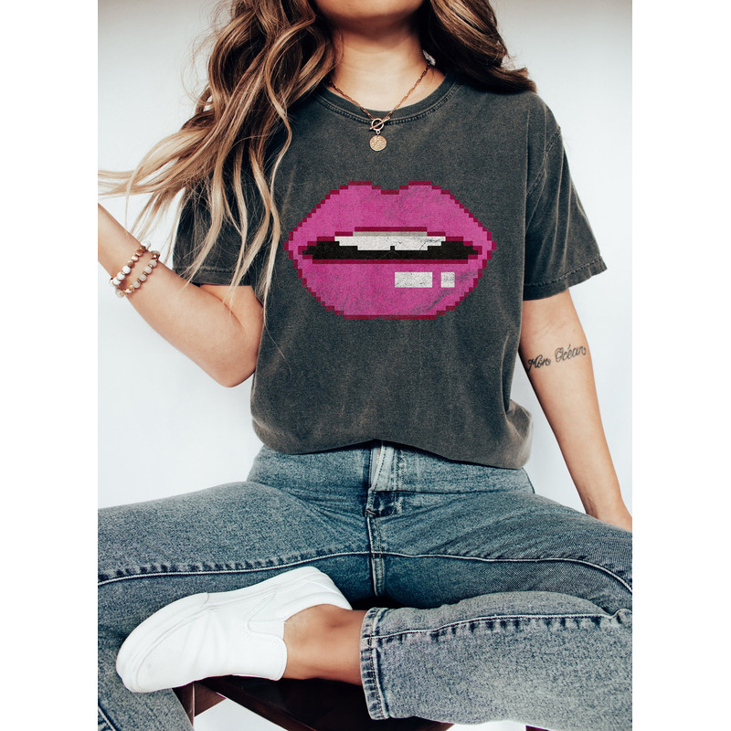 Retro Valentines Day Comfort Colors Shirt, Lips 80s Valentines Day TShirt, Vintage Style 90s Valentines Tees, Valentines Gifts for Women PJs.jpg