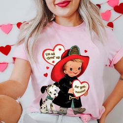 retro valentines day shirt, fireman valentines day tshirt, cute fire fighter t-shirt, vintage valentines tee, mid centur