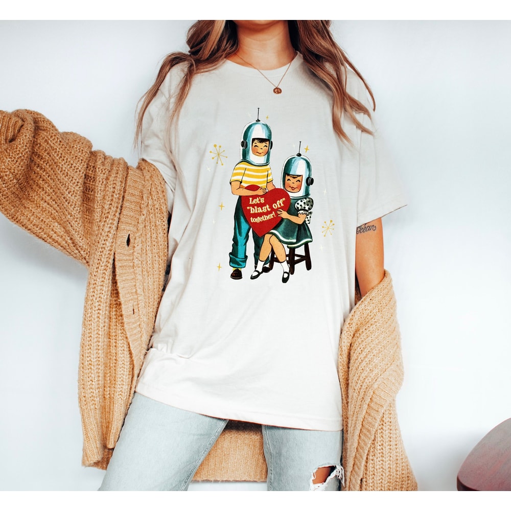 Retro Valentines Day Shirt, Space Kids Funny Valentines Day TShirt, Vintage Valentines Gift for Her, Mid Century 1950s Teacher Valentine.jpg