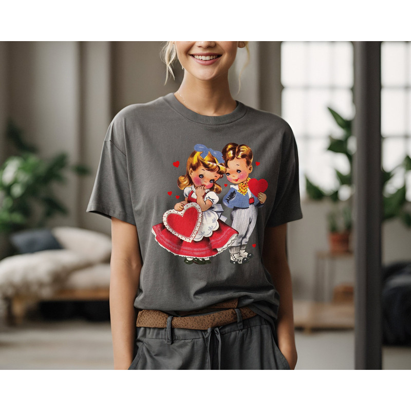 Retro Valentines Day Shirt, Valentines Day Gift For Her, Vintage Valentine Tshirt, Comfort Colors Shirt, Mid Century Modern Valentine Tee.jpg