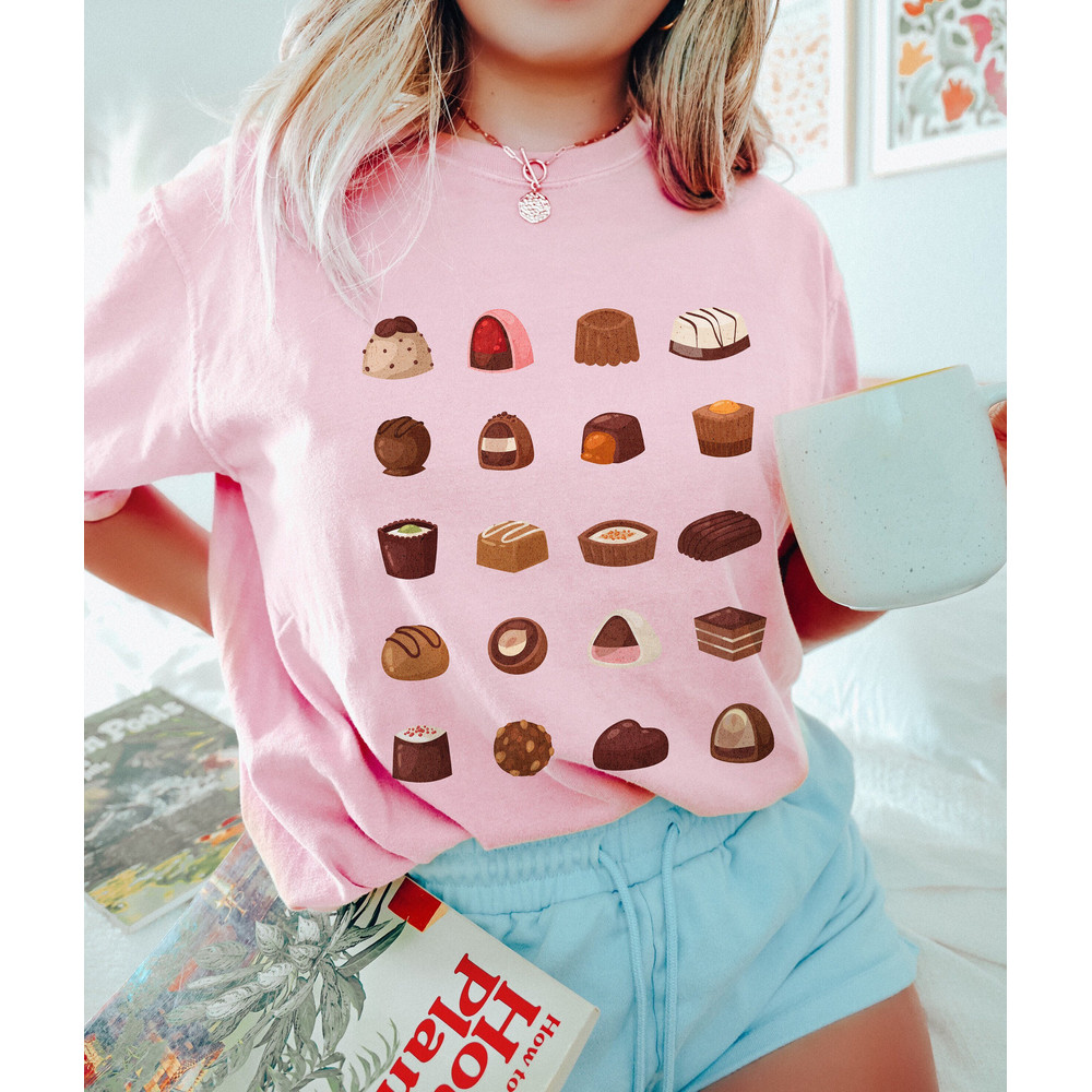 Valentines Comfort Colors Shirt, Chocolate Valentines Day TShirt Gift for Her, Retro Valentine Shirt Vintage Style Tee Teacher Valentine Top.jpg