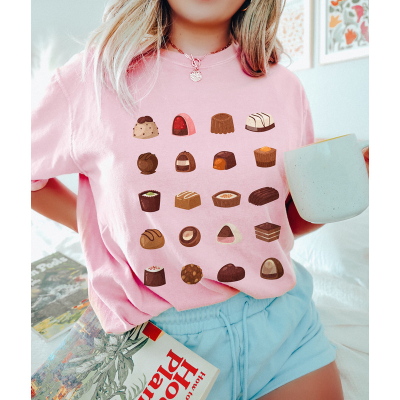 Valentines Comfort Colors Shirt, Chocolate Valentines Day TShirt Gift for Her, Retro Valentine Shirt Vintage Style Tee Teacher Valentine Top.jpg