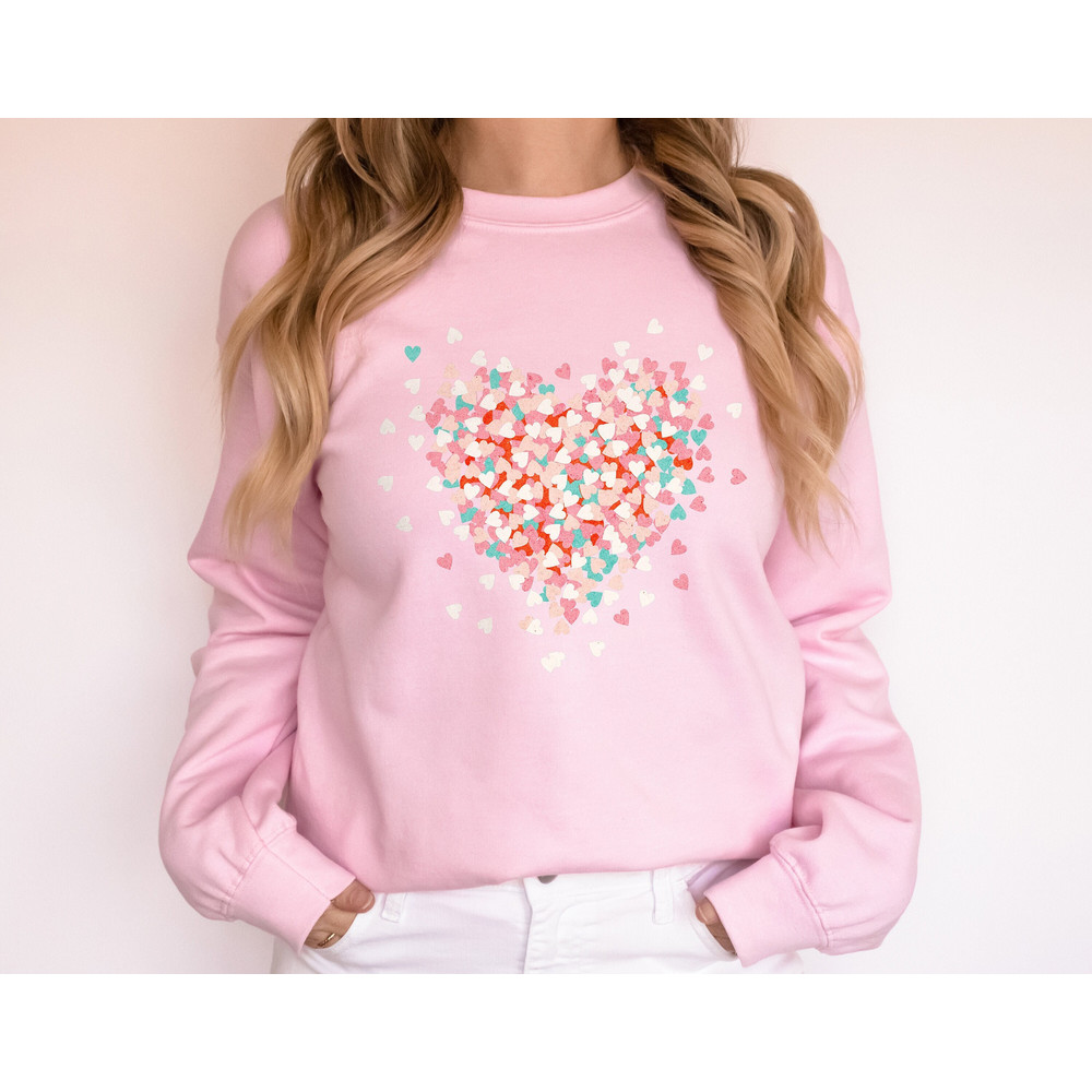 Valentines Day Sweatshirt Gift for Her, Pink Heart Love Shirt, Valentine Shirt Gift for Her, Womens Valentines Sweater, Teacher Shirt Gift.jpg