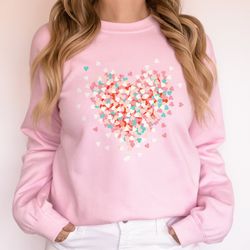 valentines day sweatshirt gift for her, pink heart love shirt, valentine shirt gift for her, womens valentines sweater,