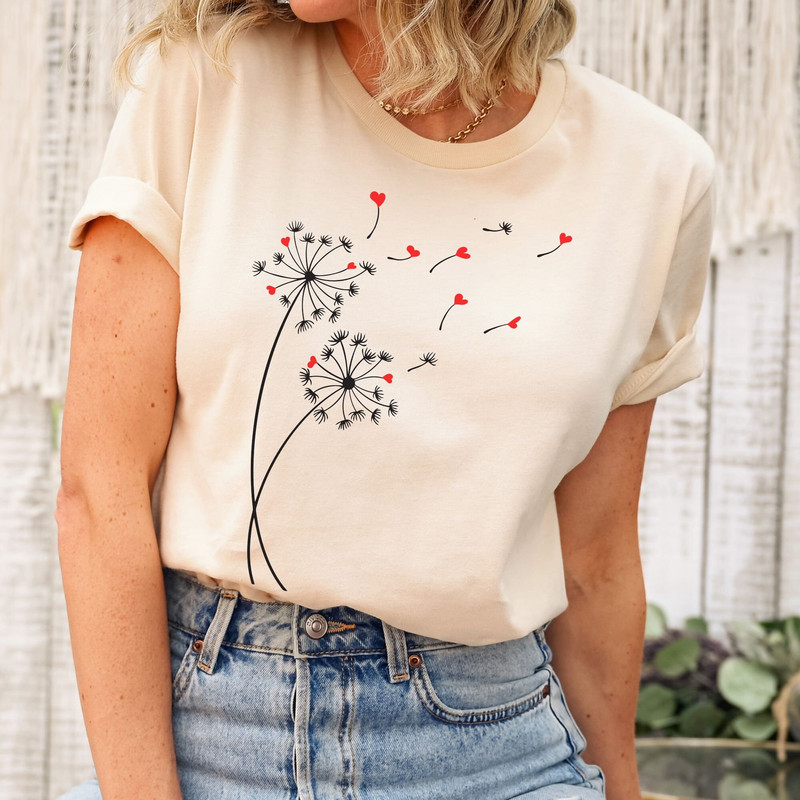 Dandelion Heart Valentine's Day t-shirt, Dandelion Shirt, Valentine's Day top, Dandelion Hearts, Love Shirt, Girlfriend Shirt, Love shirt.jpg