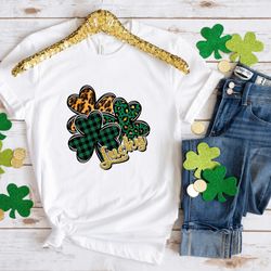 lucky shamrock leopard patrick day shirt, lucky shirt, patrick day shirt, shamrock shirt, st patrick day shirt, irish da