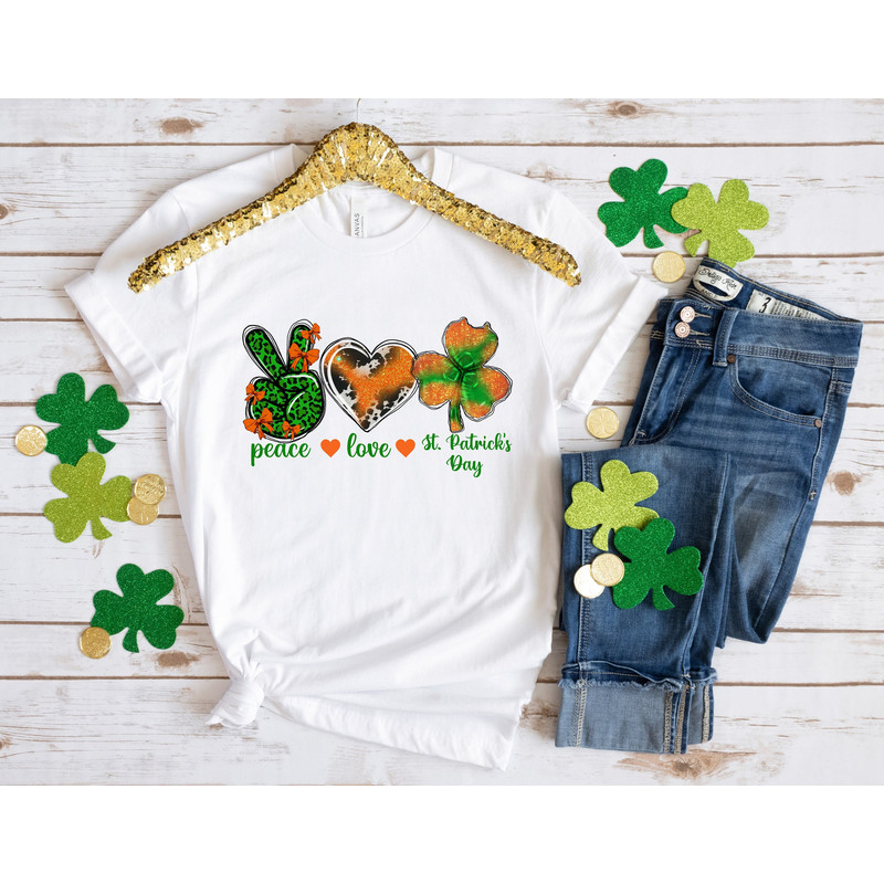 Peace Love Shamrock Patrick Day Shirt, Lucky Shirt, Patrick Day Shirt, Shamrock Shirt, St Patrick Day Shirt, Irish Day Shirt, Four Leaf.jpg