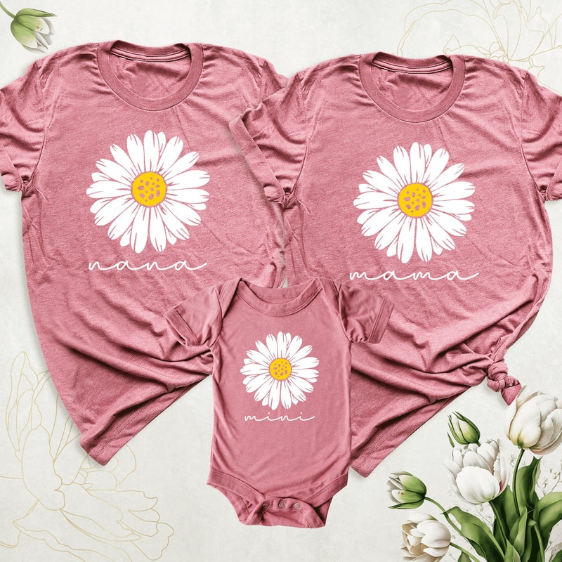Daisy Mama Mini Shirts, Nana and Me Shirt, Mothers Day Matching Outfit, Mama and Baby Shirt, Grandma and Kid Shirt, Floral Mommy and Me Tee.jpg