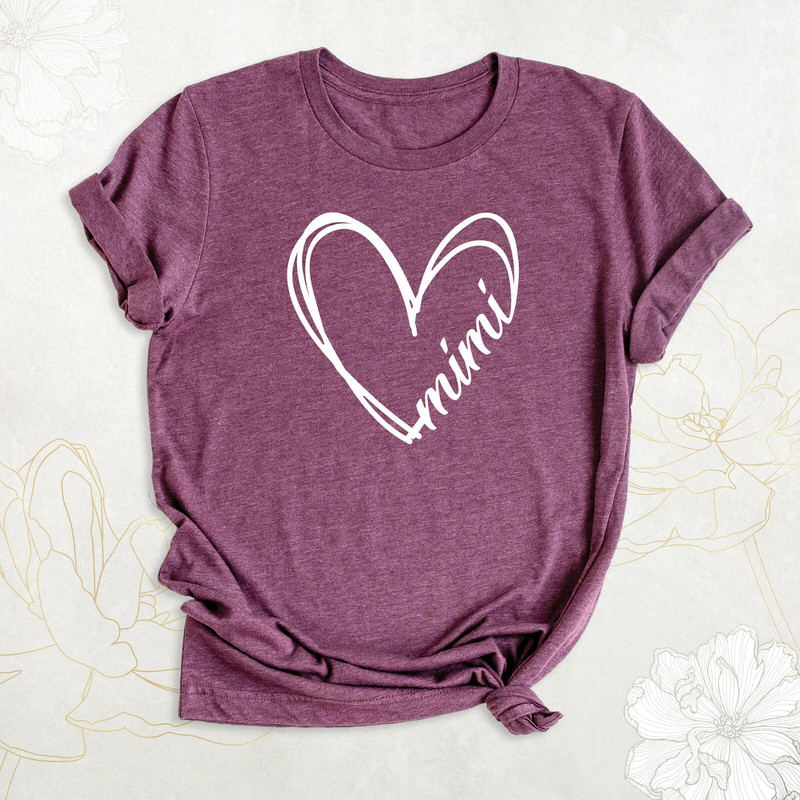 Mimi Heart Shirt, Custom Grandma Shirt, Mother's Day Shirt, Mimi Birthday Shirt, Grandma Gift Shirt, Baby Shower Shirt, Nana Shirt, Gigi Tee.jpg
