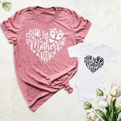 our 1st mothers day shirt, mommy and me shirts, matching mom and baby outfit, heart mama shirt, baby shower t-shirt, new