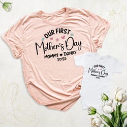personalized our first mothers day shirt, mommy and me shirts, matching mom and baby outfit, new mom mothers day gift, m