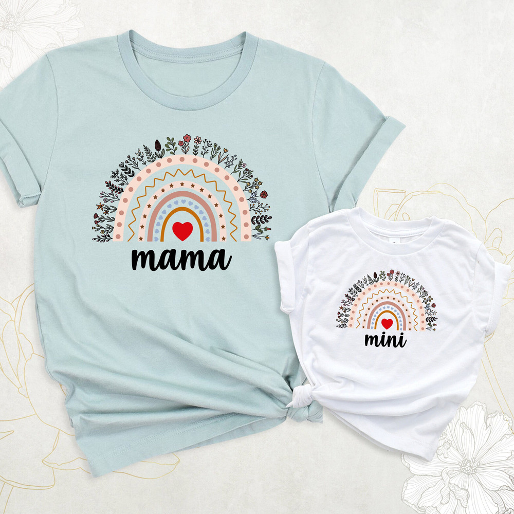Rainbow Mama Mini Shirt, Matching Mommy and Me Outfit, Mama Baby Shirt, Mothers Day Shirt, New Mom Shirt, Mini Shirt, Mom and Daughter Shirt.jpg
