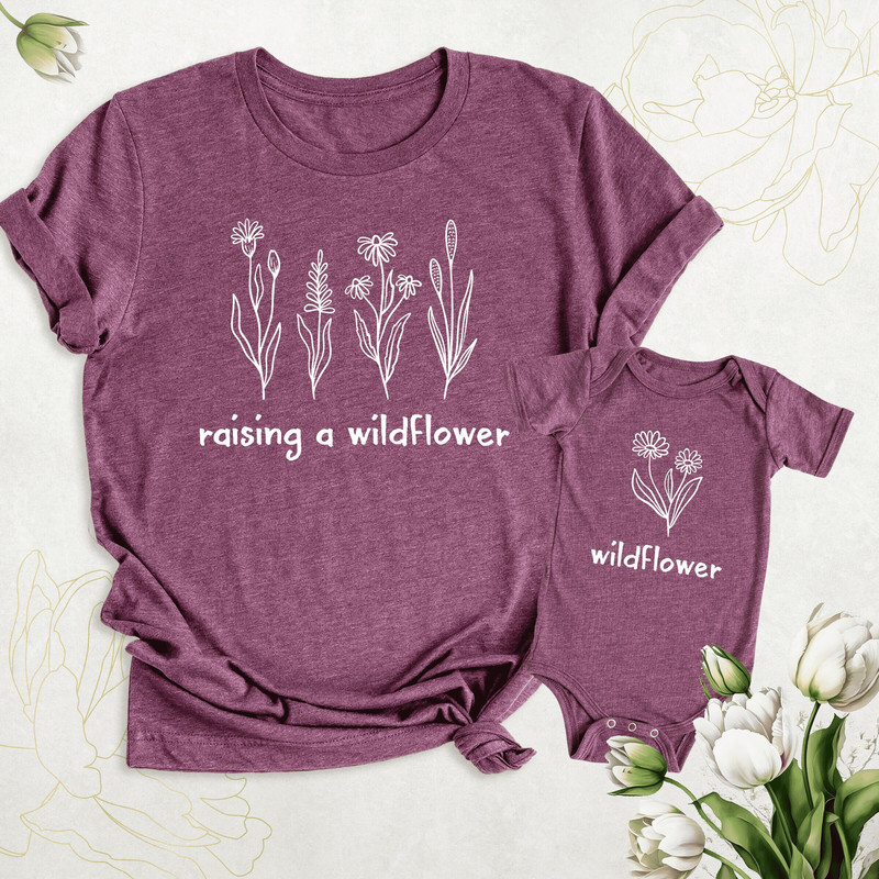 Raising a Wildflower and Wildflower Mom and Me Shirts, Matching Mommy and Me Outfit, Mothers Day Tee, Wildflower Shirts for Mom and Daughter.jpg