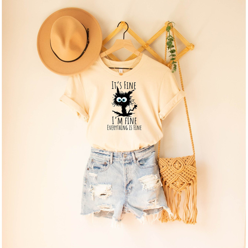 It's Fine I'm Fine Everything is Fine Shirt, Funny Gift Cat Lover Shirt, Motivational Shirt, Positivity Shirt, Cat Shirt, Busy Mom Shirt.jpg