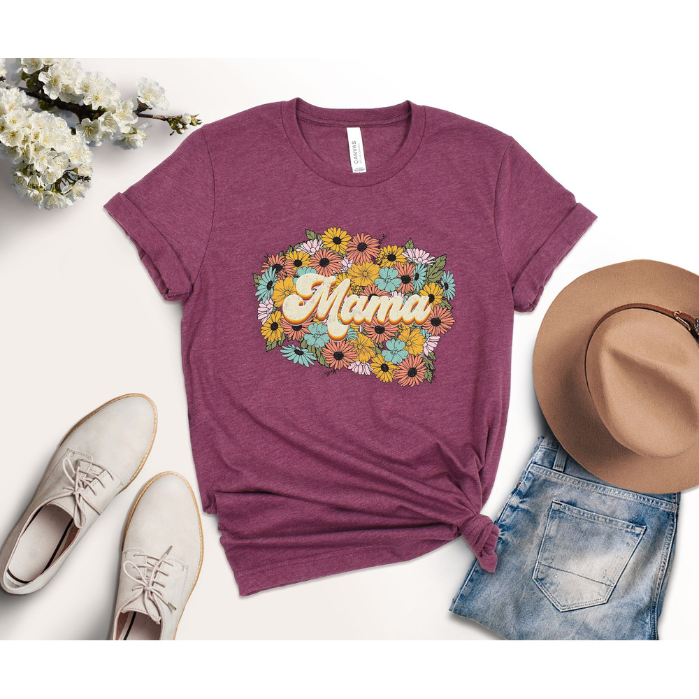 Mama Shirt, Wildflowers Mama Shirt, Comfort Colors Shirt, Retro Mom TShirt, Mother's Day Gift, Flower Shirts for Women, Floral New Mom Gift.jpg