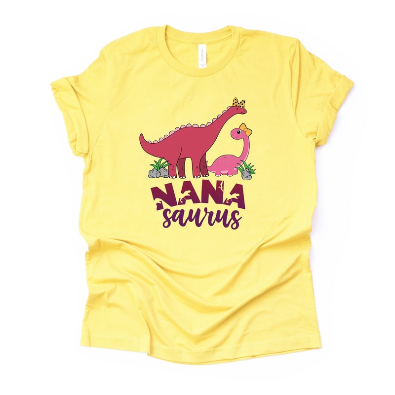 Dinosaur Tee, Super Cute NanaSaurus, Nana Dinosaur and Baby Design, premium unisex tee, 3 color choices, 2X, 3X, 4X, plus sizes available.jpg