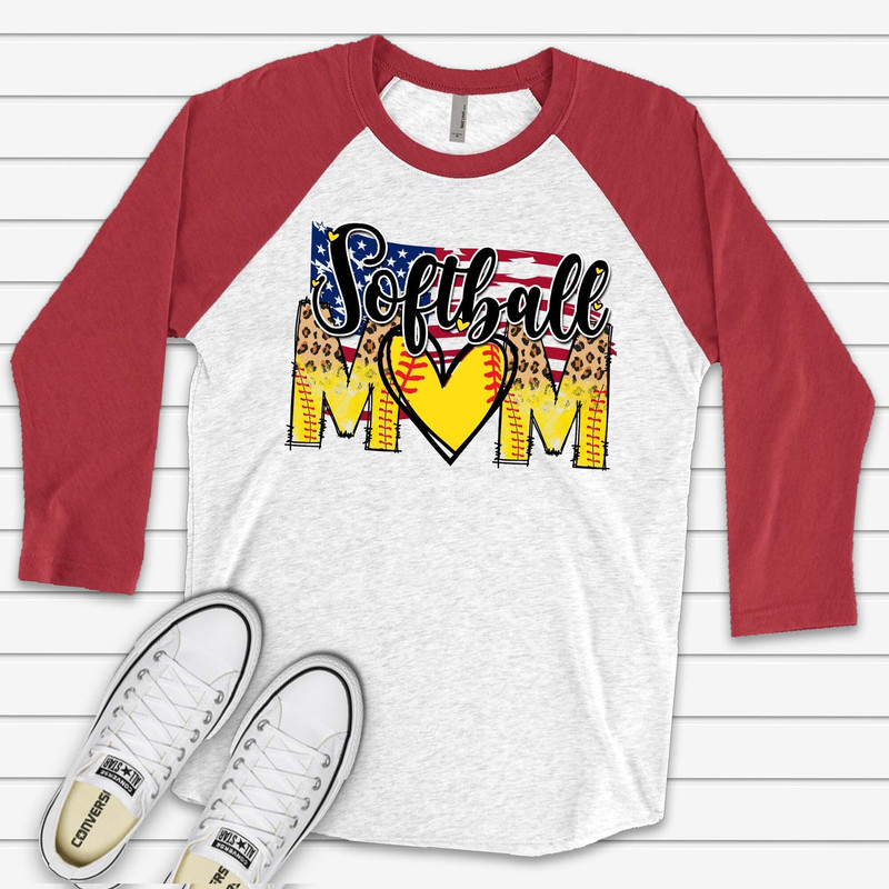 Softball Raglan, Super Fun Softball Mom Raglan, Softball Mom, Love Softball Design on premium Raglan 34 sleeve shirt, plus size, 2X, 3X.jpg