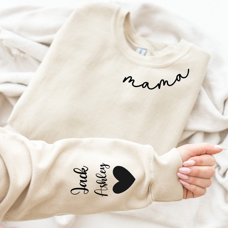Custom Mama Sweatshirt With Kid Name On Sleeve,Personalized Mom Sweatshirt,Gift for Mom, Custom Mama Sweatshirt with Children Name on Sleeve.jpg