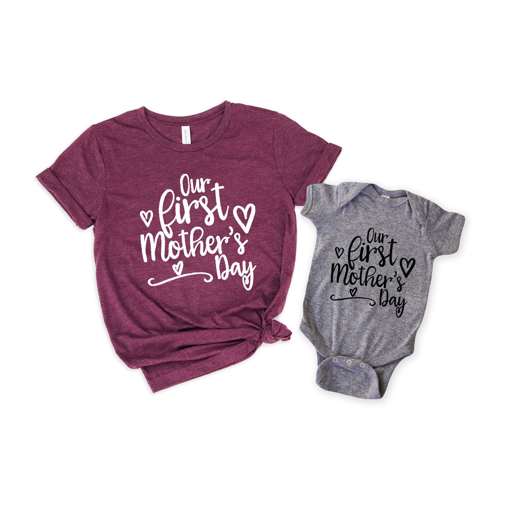 Our First Mother's Day Shirt, Mothers Day Matching Shirt, Mother's Day Mommy And Baby Outfit,Pregnancy Announcement, Mothers Day Gift.jpg