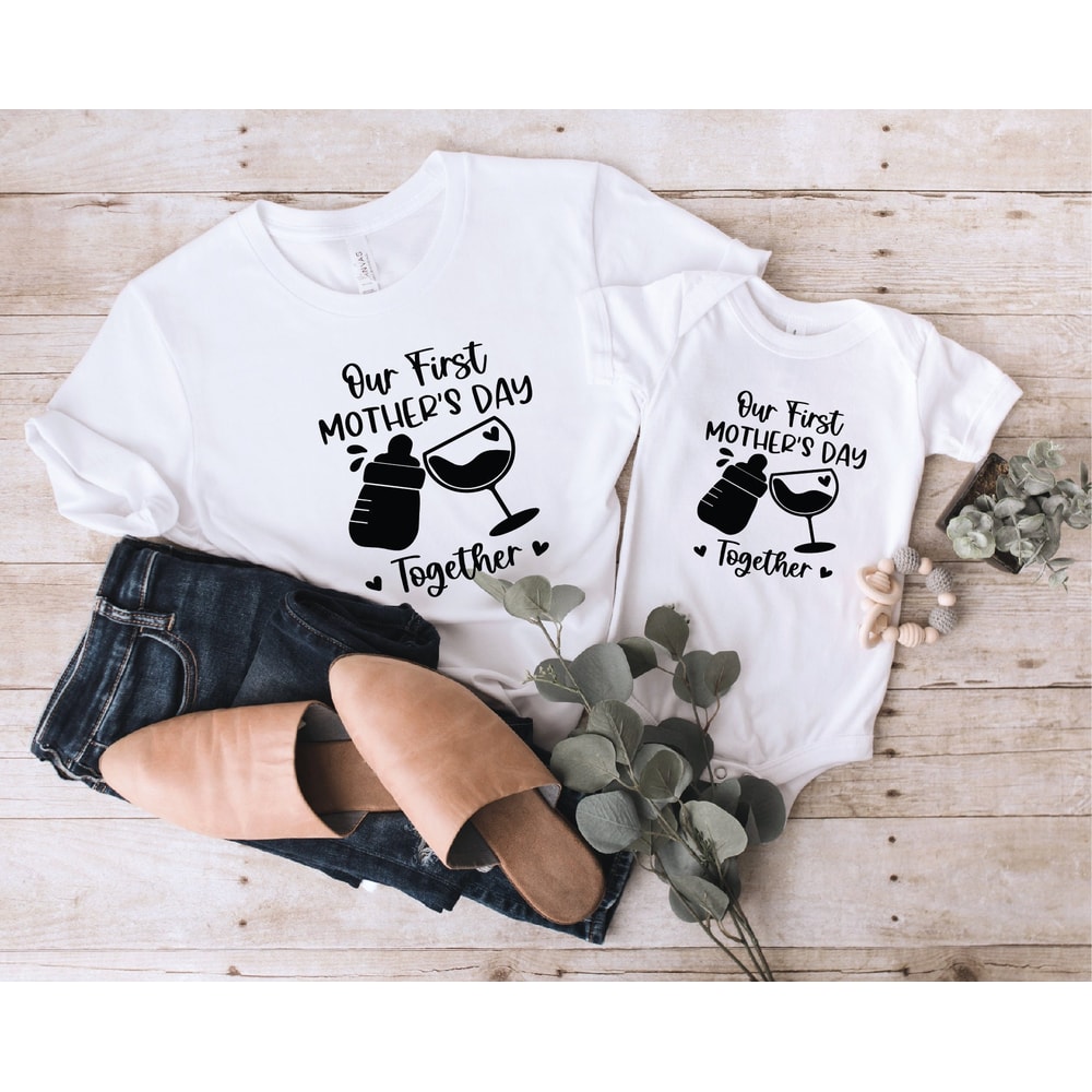 Our First Mother's Day Shirt, Mothers Day Matching Shirt, Mother's Day Mommy And Baby Outfit.jpg