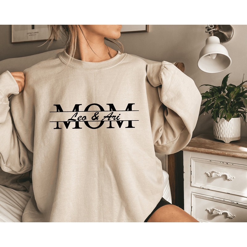Custom Mama Sweatshirt with Name on Sleeve, Personalized Mom Sweatshirt, Minimalist Momma Sweater, Christmas Gift for Mom, Gift for Her 1.jpg