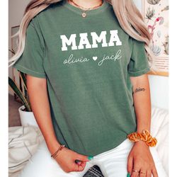 mama shirt with kids names, personalized mom shirt, mom birthday gift, custom mom shirt, custom kids name mama shirt, mo