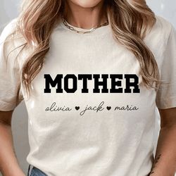 mama shirt with kids names, personalized mom shirt, mom birthday gift, custom mom shirt, custom kids name mama shirt, mo