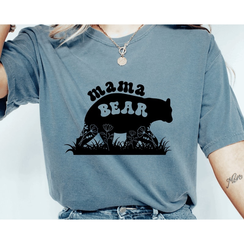 Mom Shirt, Comfort Colors Mama Shirt, Groovy Smiley Dance Spirit Crewneck T-shirt for Women, Mama Bear Shirt.jpg