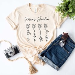 moms garden tshirt, mother day gift, birth month flower shirt, moms flowers garden t shirt, custom mom tshirt, custom fl