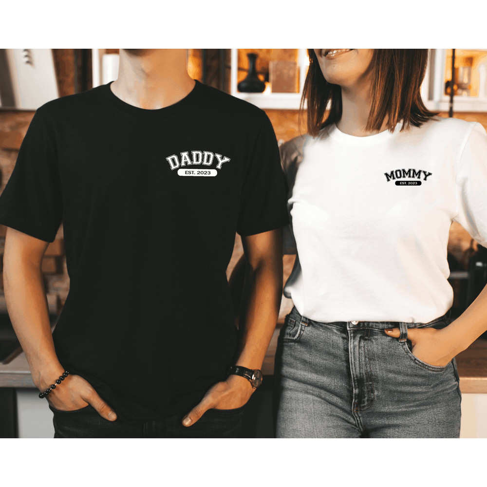Mommy Daddy Est 2023 Shirt, Promoted To Mommy Shirt, Promoted To Daddy Shirt, Matching New Mom Dad Shirts, Pregnancy Announcement Shirts 1.jpg
