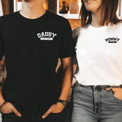 mommy daddy est 2023 shirt, promoted to mommy shirt, promoted to daddy shirt, matching new mom dad shirts, pregnancy ann