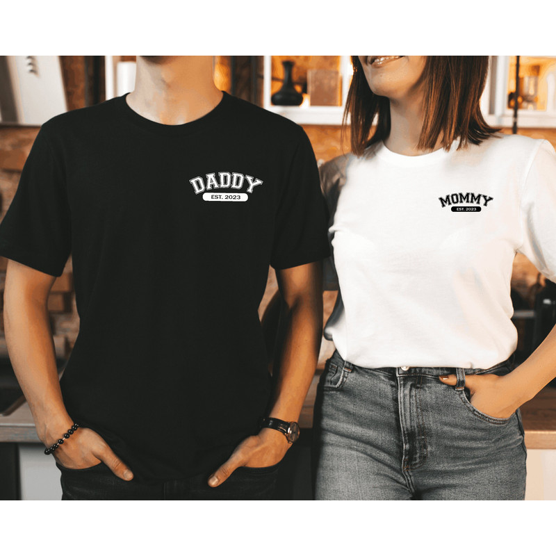 Mommy Daddy Est 2023 Shirt, Promoted To Mommy Shirt, Promoted To Daddy Shirt, Matching New Mom Dad Shirts, Pregnancy Announcement Shirts 1.jpg