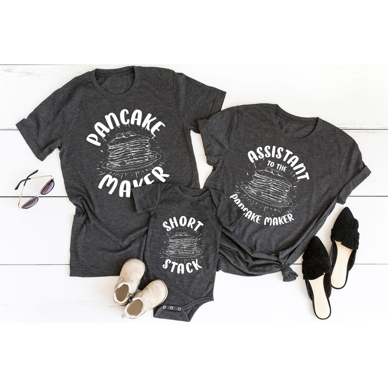 Dad&Kid Pancake Shirt, Pancake Maker Shirt, Daddy and me Shirt, Dad Son Matching Shirt, Dad and Kid Shirt, Short Stack, Father's Day Shirt.jpg