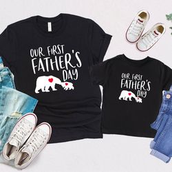fathers day shirt, matching shirts , our first fathers day shirts, father son shirts, father daughter shirts, dad bear,