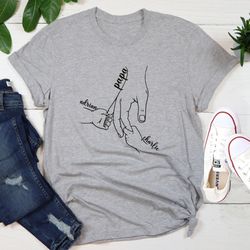 personalized papa shirt,kids grab papa hands,fathers day family fist bump shirt,personalized dad raised fist hand father