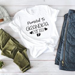 promoted to grandpa shirt, promoted to grandma, gift shirt for grandfather, baby announcement, fathers day shirt, dad te