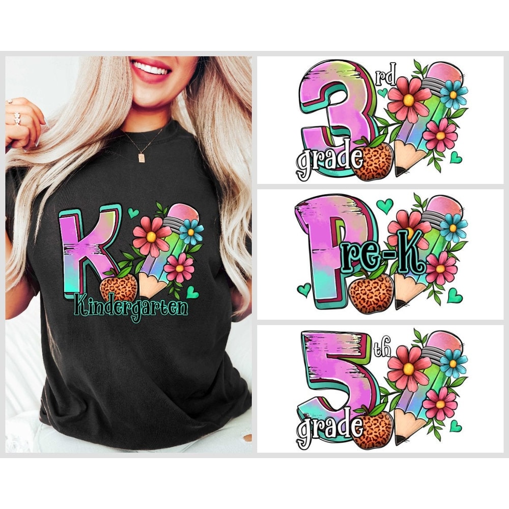 Cute Flower School Shirt, Back To School Grade Shirt, Happy First Day of School Shirt, Cute Teacher Shirt, Gift for Student, Gift For Her.jpg