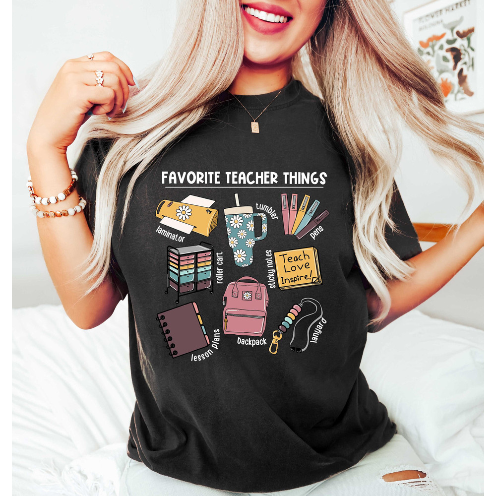 Favorite Teacher Things, Back to School Teacher Shirt, Teacher Outfit Sweatshirt, Gift For Teacher, Hello First Day of School, Gift For Her.jpg