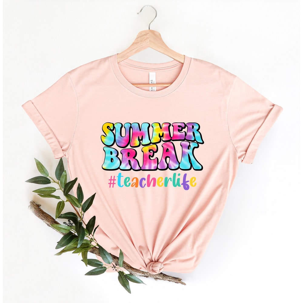 Teacher Summer Tshirt, Summer Break Teacher Life Tee, End of Year Gift for Teacher, Summer Vacation T-Shirt, Hello Summer Tee, Vacation Gift.jpg