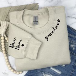 custom grandma sweatshirt with grandchild name, personalized grandma shirt, christmas gift, grandchild grandma sweater,