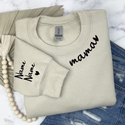 custom mom sweatshirt with kid name, personalized mama sweatshirt, best mom sweater, christmas gift for mom, cute mom te
